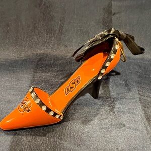 NWT 🧡🖤 OSU Oklahoma State University 🧡🖤 High Heel Christmas Ornament / Charm